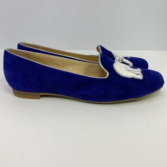 C Wonder Blue Suede Polar Bear Flats Size 6W - Picture 7 of 12